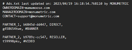Ads.txt Example